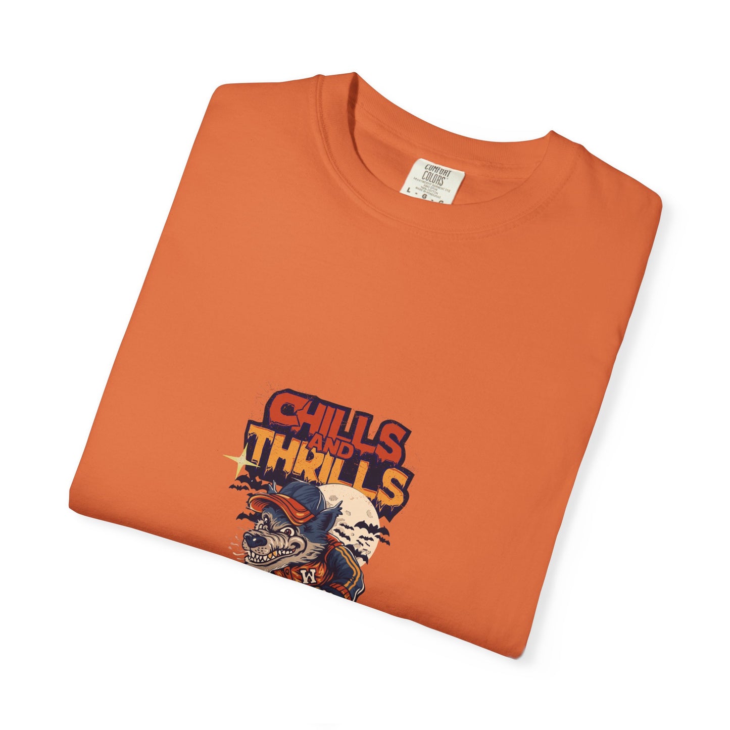 Chills & Thrills Skateboarding T-Shirt - Unisex Garment-Dyed Halloween Tee