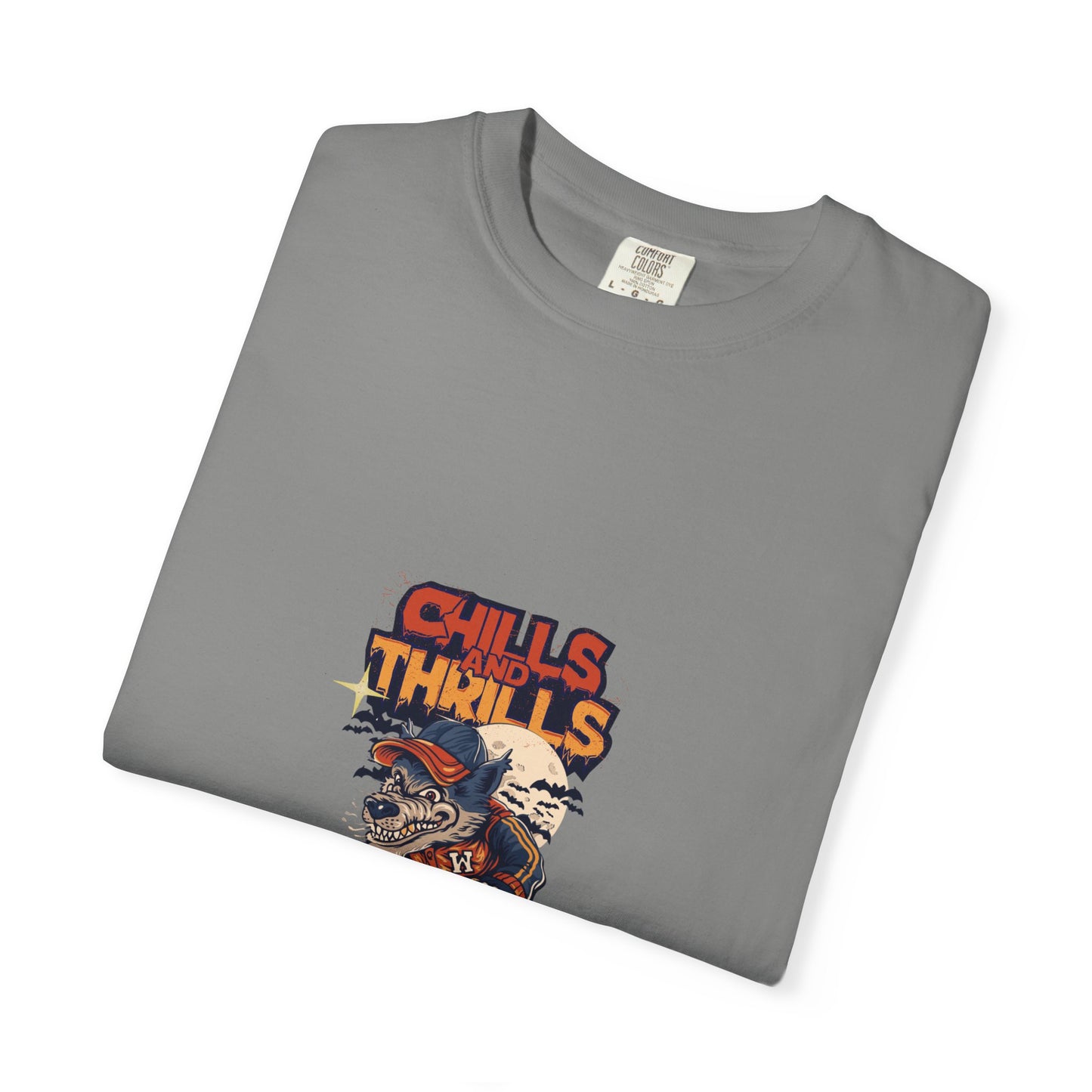 Chills & Thrills Skateboarding T-Shirt - Unisex Garment-Dyed Halloween Tee