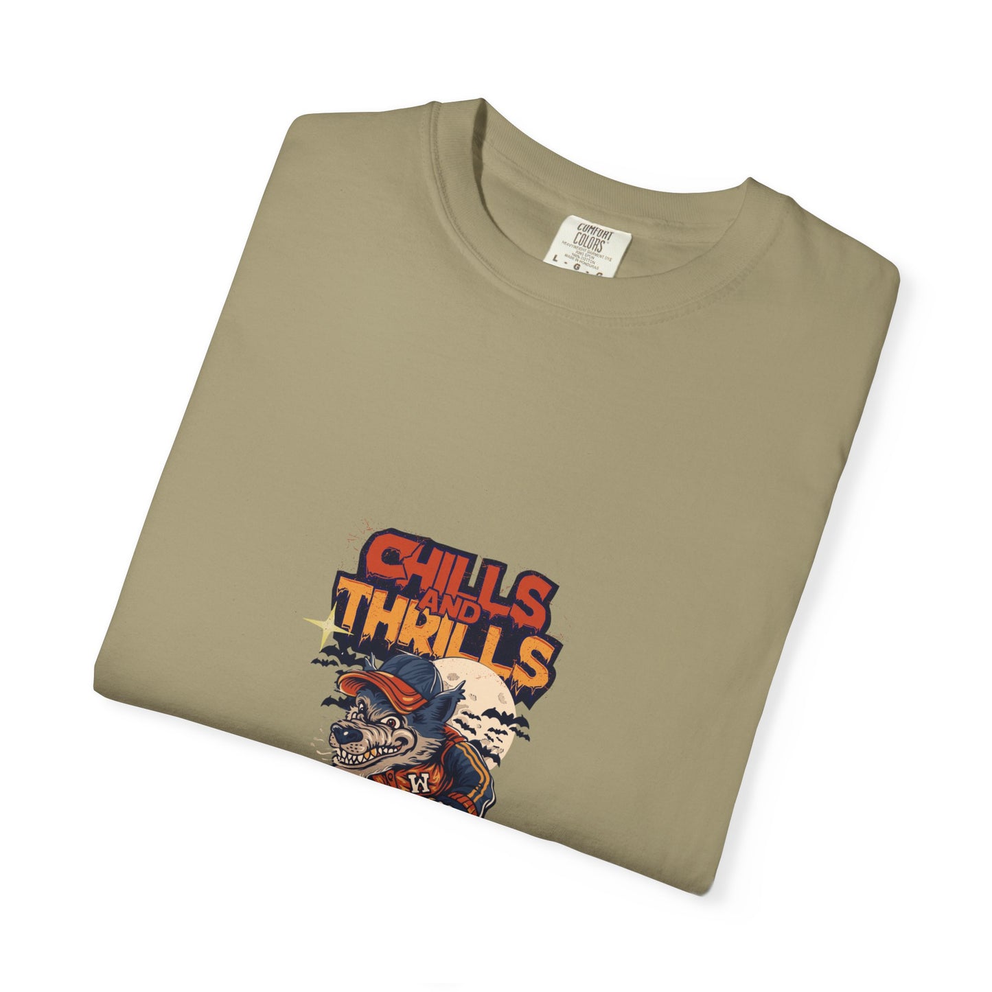Chills & Thrills Skateboarding T-Shirt - Unisex Garment-Dyed Halloween Tee