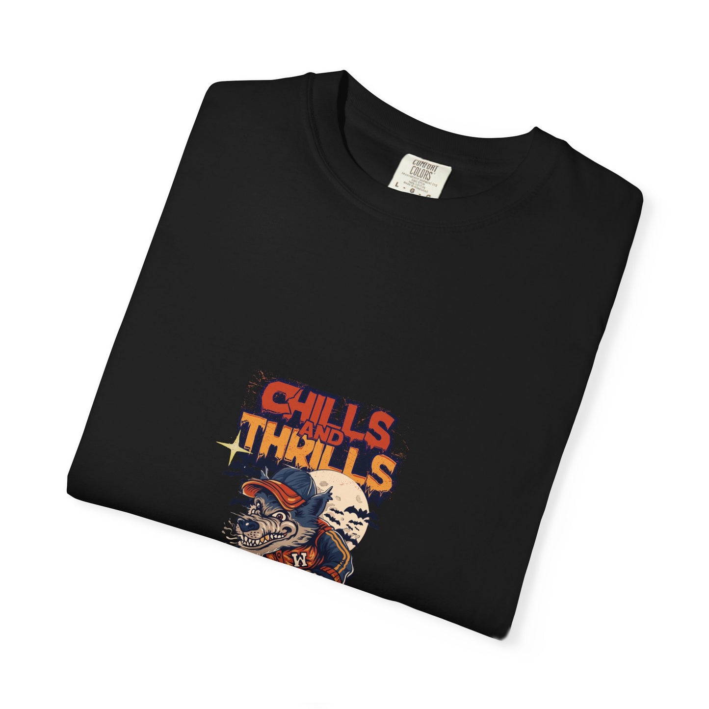 Chills & Thrills Skateboarding T-Shirt - Unisex Garment-Dyed Halloween Tee