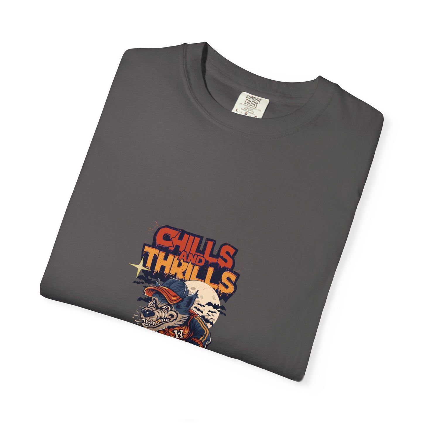 Chills & Thrills Skateboarding T-Shirt - Unisex Garment-Dyed Halloween Tee