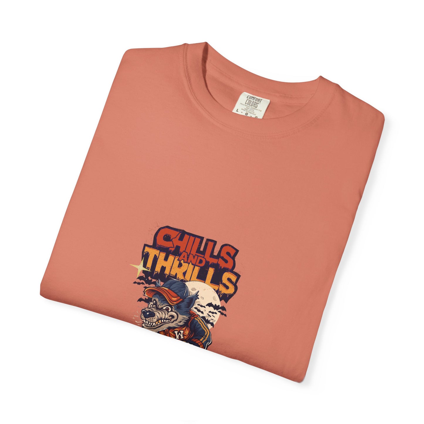 Chills & Thrills Skateboarding T-Shirt - Unisex Garment-Dyed Halloween Tee