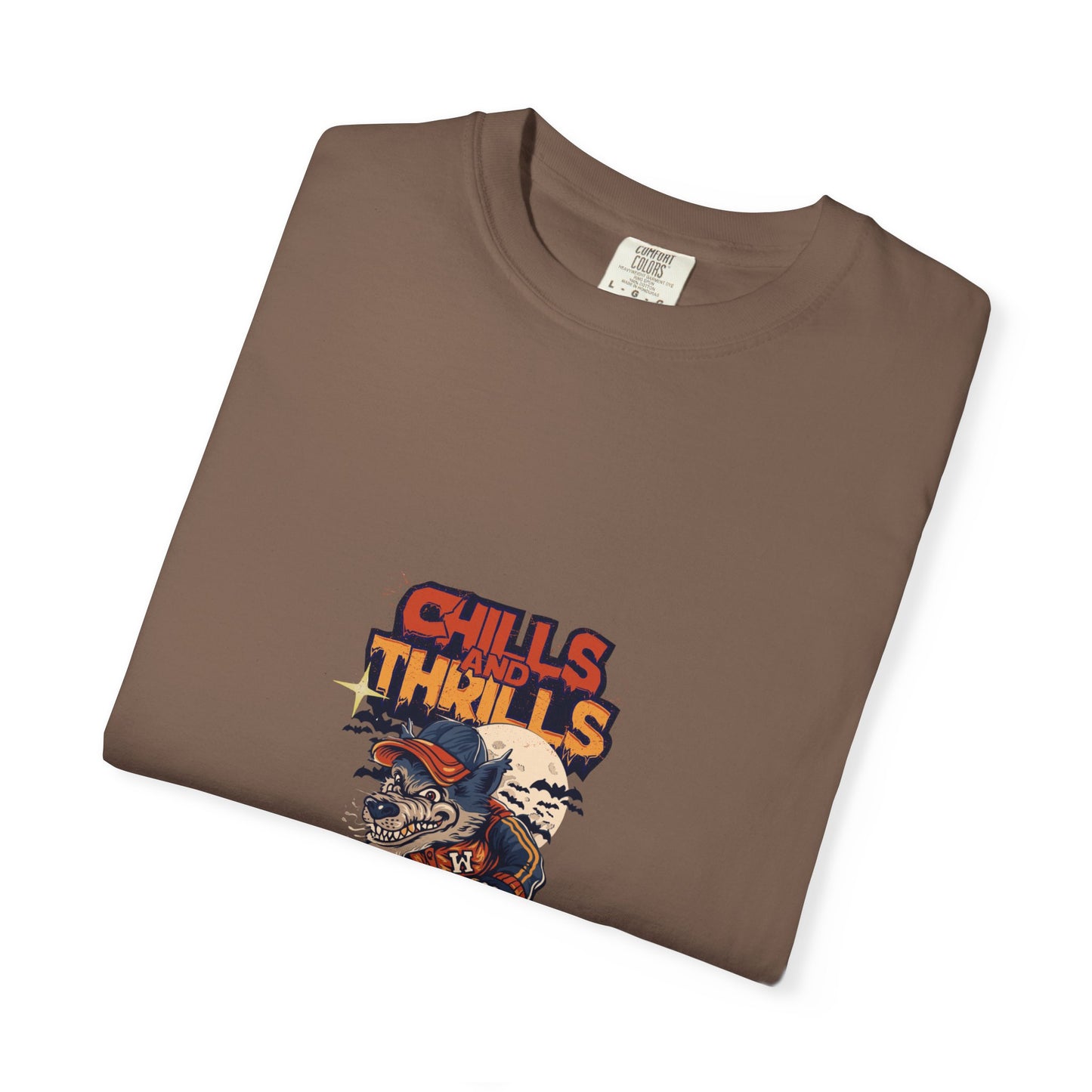 Chills & Thrills Skateboarding T-Shirt - Unisex Garment-Dyed Halloween Tee