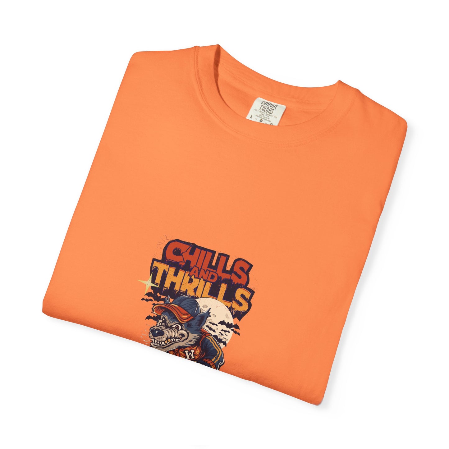 Chills & Thrills Skateboarding T-Shirt - Unisex Garment-Dyed Halloween Tee