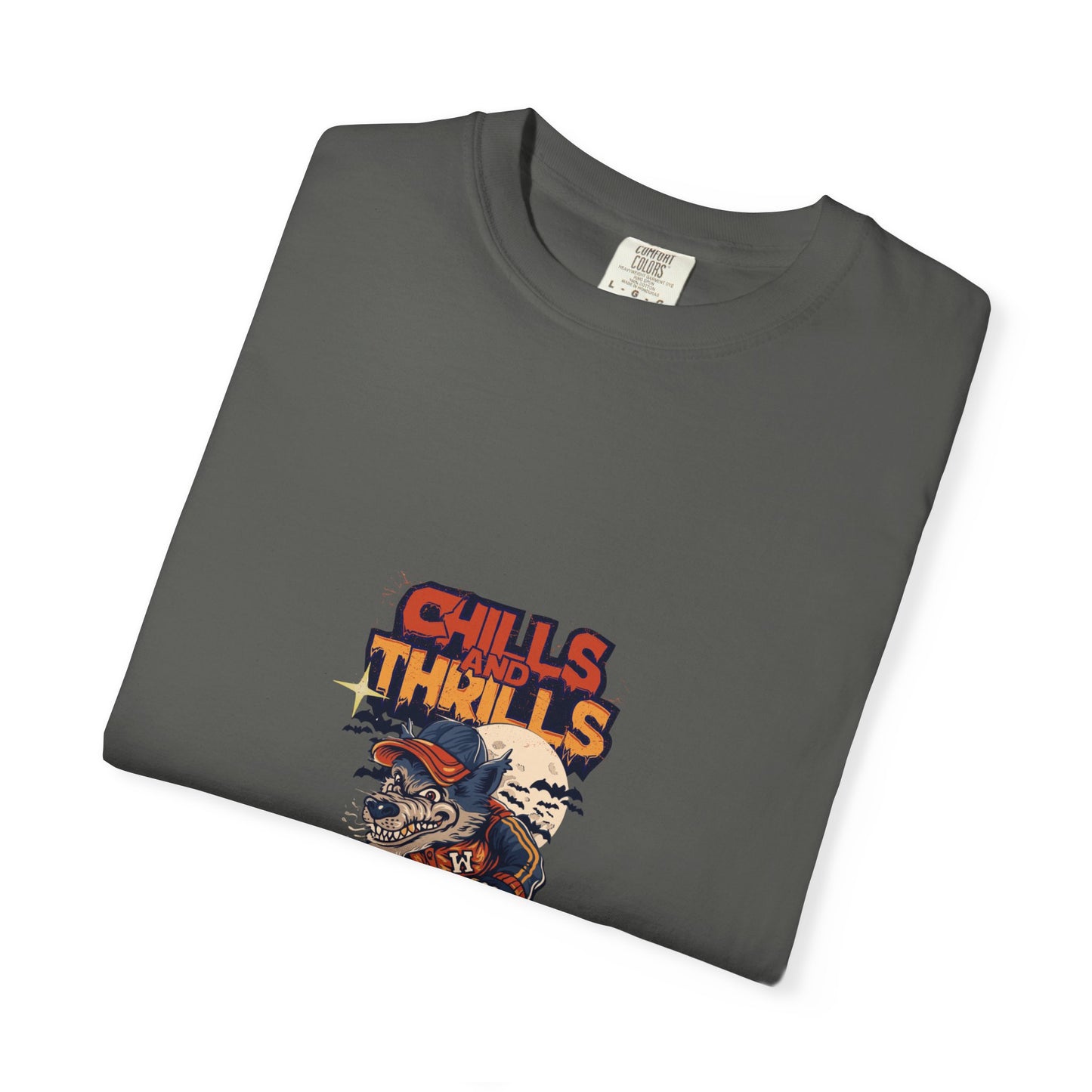 Chills & Thrills Skateboarding T-Shirt - Unisex Garment-Dyed Halloween Tee