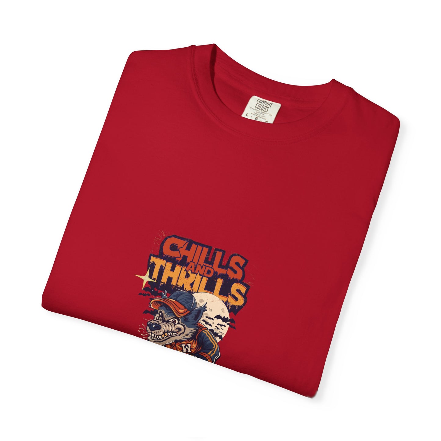 Chills & Thrills Skateboarding T-Shirt - Unisex Garment-Dyed Halloween Tee