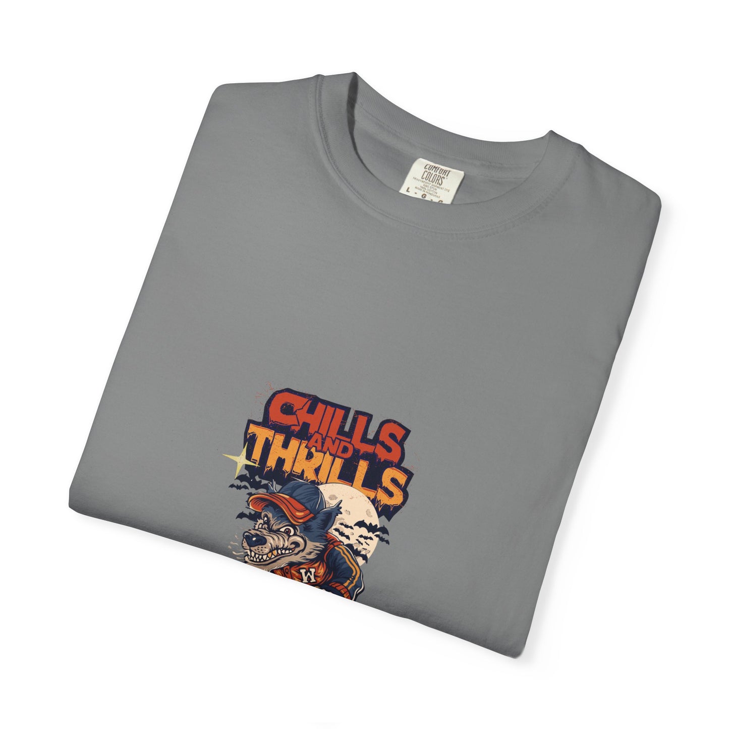 Chills & Thrills Skateboarding T-Shirt - Unisex Garment-Dyed Halloween Tee